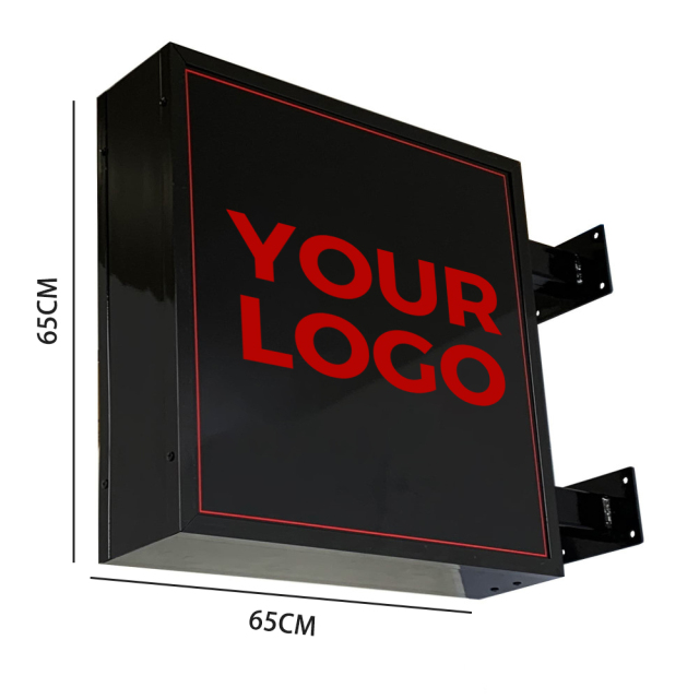 Double-Sided Light Box Wall Mounted Square LED Light Box 65x65cm