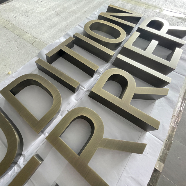 Custom electroplated color 3d metal signs stainless steel signs letters for branding name