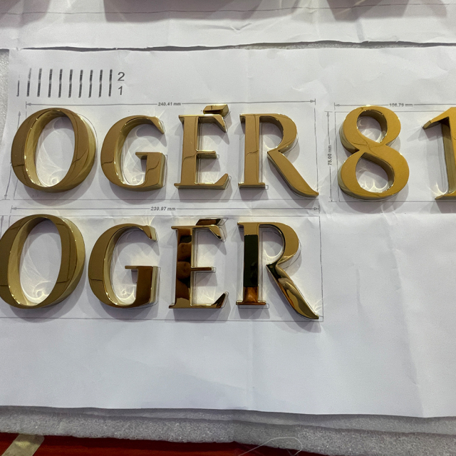 Custom Mirror Gold 3D Building Signs Electroplated color signs letters