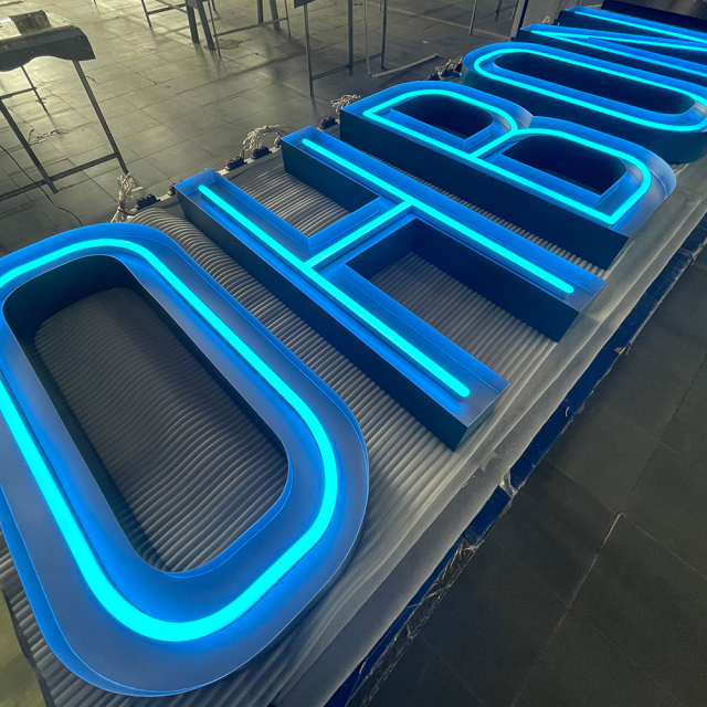 Led lighting advertising acrylic neon 180 degree illuminated with metal letters return outdoor waterproof neon lighting