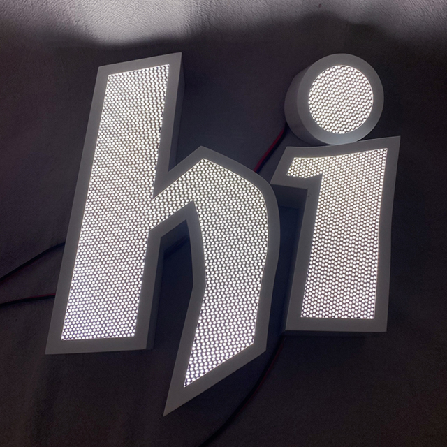 Customized Perforated face illuminated channel letters rim face lit signage waterproof and outdoor use 3d signs lighting