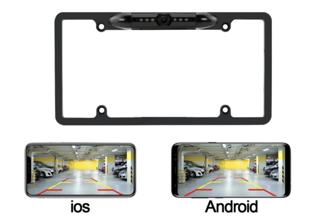 Wireless Car License Plate Mount Rear View Camera with LED Night Vision for American Cars