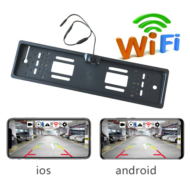 Wireless Car License Plate Rear View Camera with LED Night Vision for European Cars