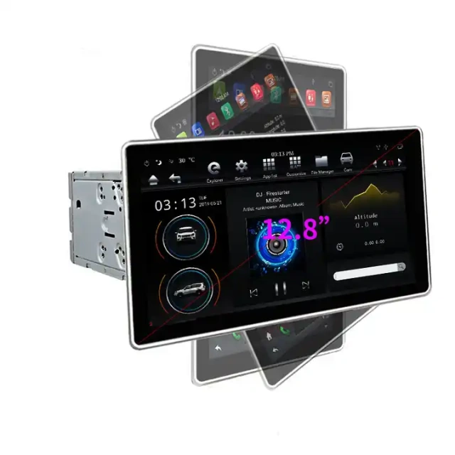 2 Din 12.8 Inch Car Stereo Receiver Android Sat Nav Multimedia Radio