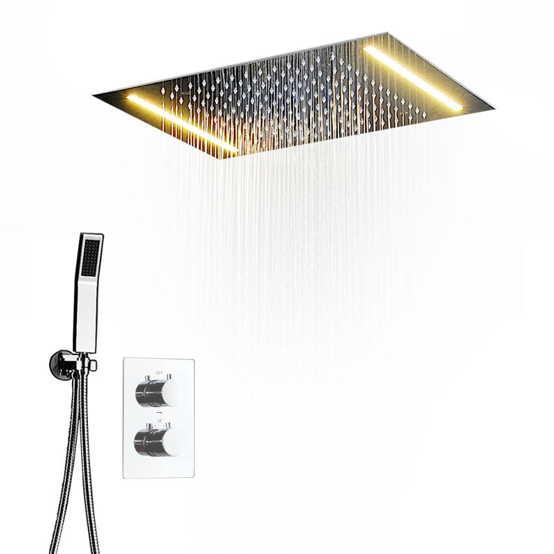 Concealed ceiling canopy shower, LED shower set, multifunctional soft LED oversized rain shower system