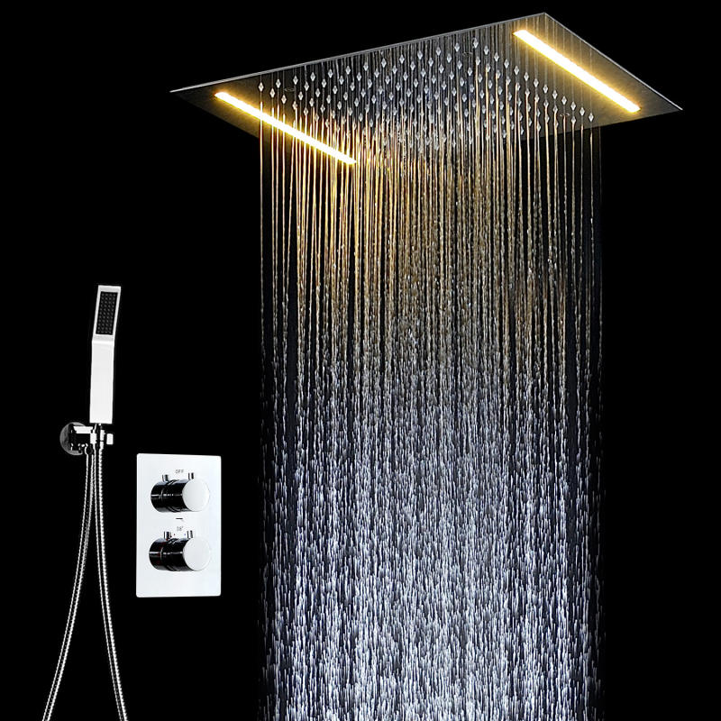 Concealed ceiling canopy shower, LED shower set, multifunctional soft LED oversized rain shower system