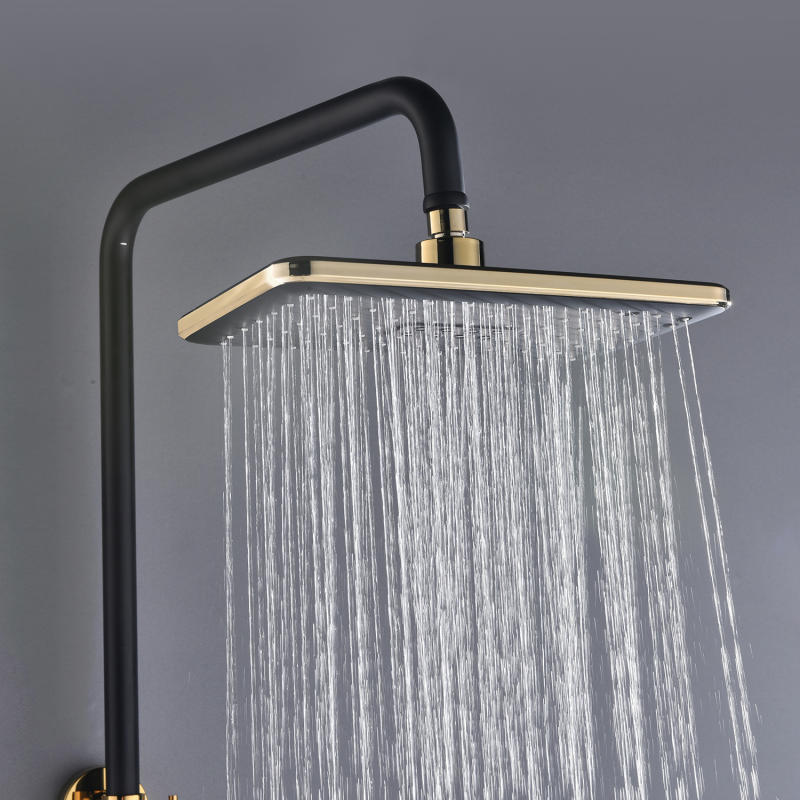 Black Gold Faucet Shower System Bathroom Toilet Rack Thermostatic Big Shower Faucet Set Copper