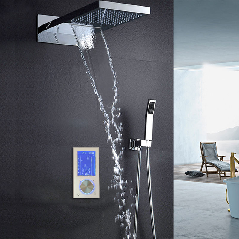Digital Shower Head 22 Inch Touch Waterfall Thermostatic Shower Controller Shower Set Rainfall Massage Bath Shower Faucets