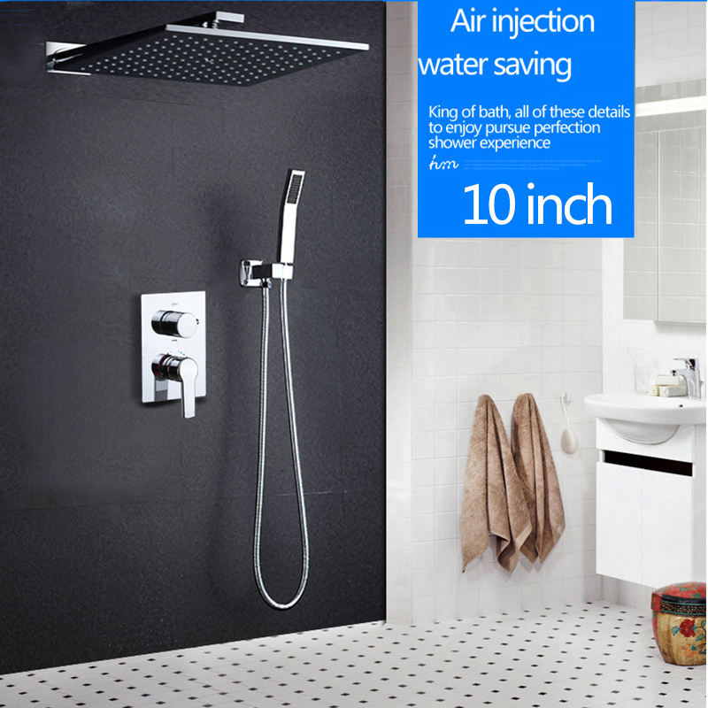 Rainfall Shower Head System Polished Chrome Bath & Shower Faucet Bathroom Luxury Rain Mixer Shower Combo Set Wall Mounted