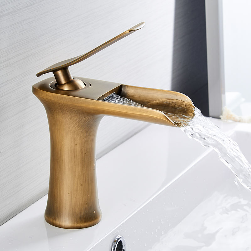 Basin Faucet Waterfall Bathroom Faucet, Single Handle Basin Mixer, Faucet, Bath Antique Faucet