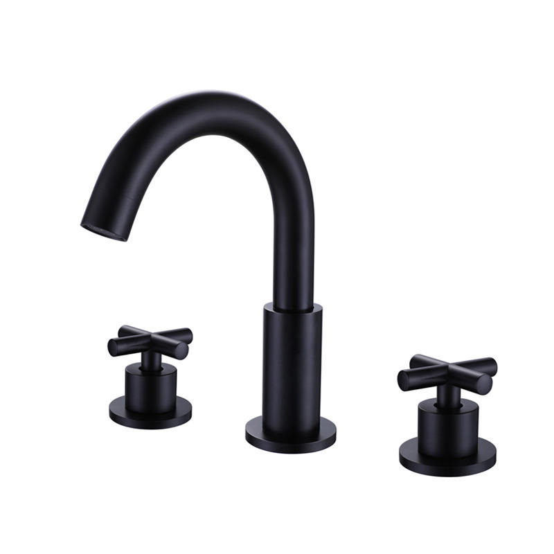 Matte black waterfall Faucet double handle sink faucet  mixer faucet