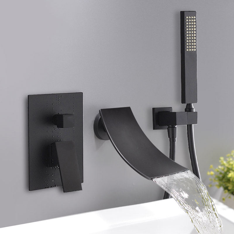 Bathroom bathtub faucet exquisite hot and cold wall-mounted two-way outlet faucet - chrome / black