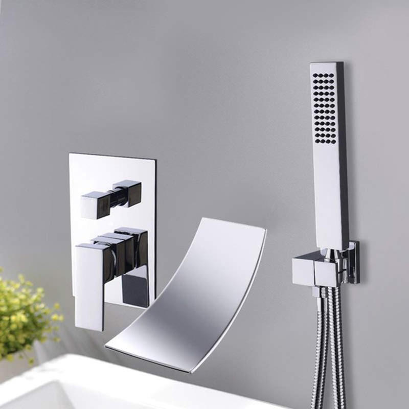 Bathroom bathtub faucet exquisite hot and cold wall-mounted two-way outlet faucet - chrome / black