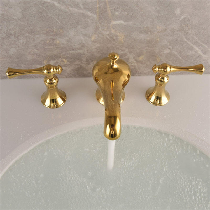 Luxury Gold Bathroom Sink Faucet Magic Light Design 2 Handle 3 hole