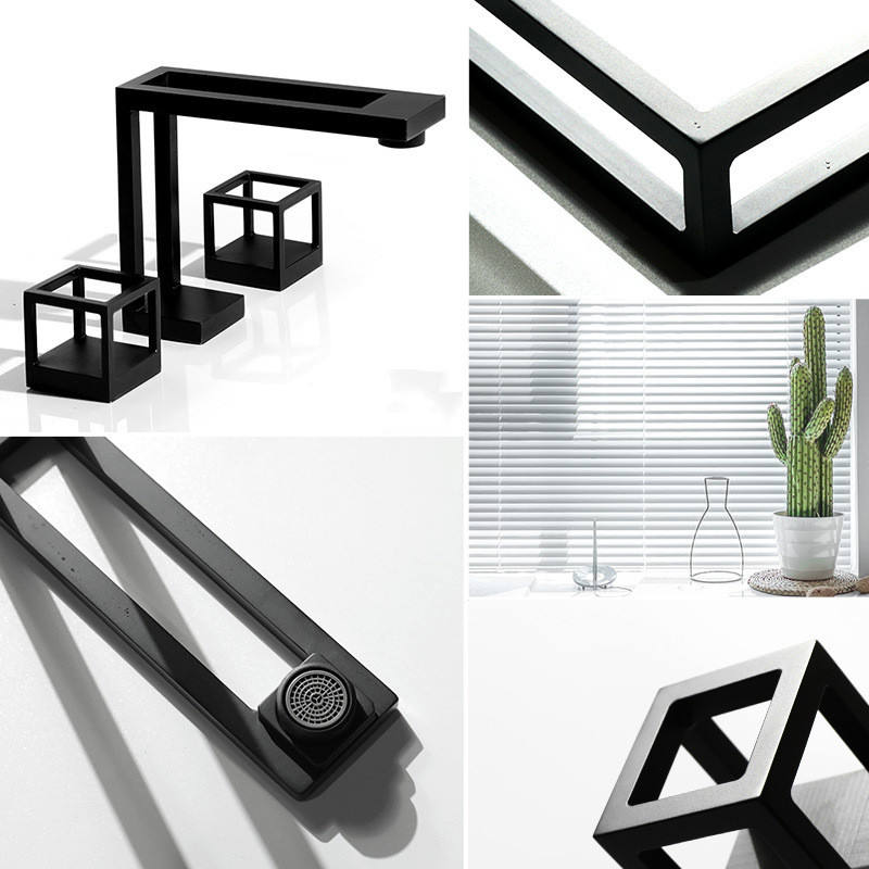 Geometric Bathroom sink faucet with double handle