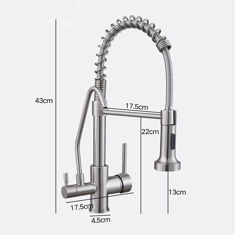 Kitchen faucet pull-down hot and cold water filter faucet for kitchen three-way sink faucet