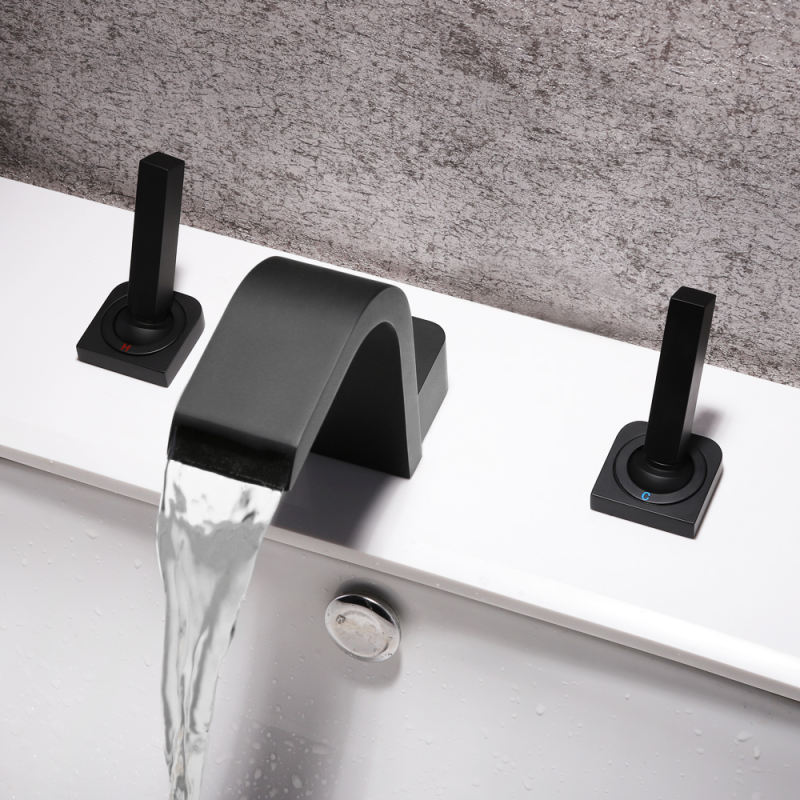 Widespread Waterfall Bathroom Sink Faucet Solid Brass