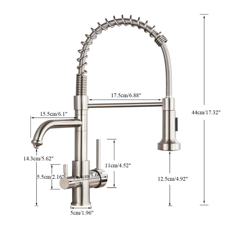 water filter pull down 360 degrees rotate hot and cold faucets brass kitchen taps