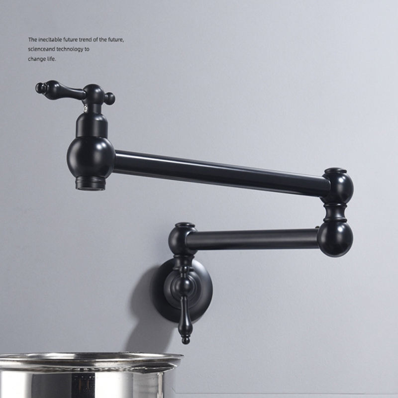 Wall-mounted 360-degree rotating folding kitchen sink faucet