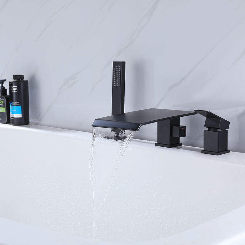 Square black waterfall bathtub faucet