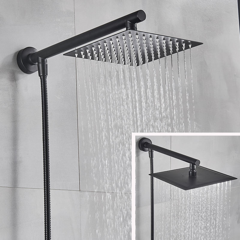 10/12 inch Ultra-thin Stainless Steel Square Top Spray Wall Mounted Rainfall Shower head