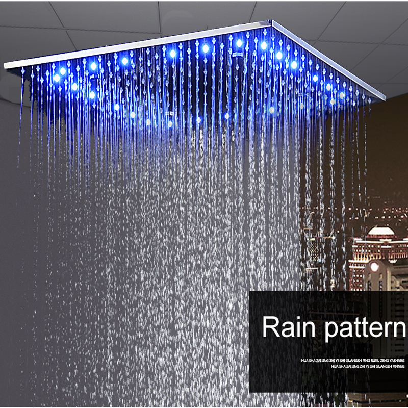 Shower head rain shower LED shower panel ceiling mounted 304 stainless steel polished 16/20 inch