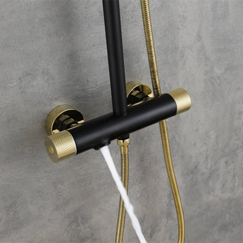 Bathroom gold  black thermostatic shower set