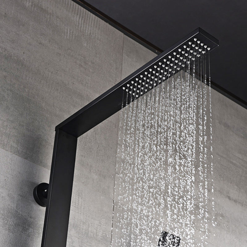 Exposed Shower Fixture with Rain Shower Head and Hand Shower