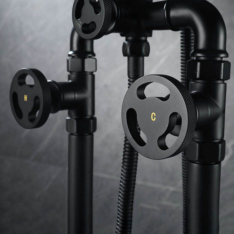 Floor standing industrial bathtub faucet black