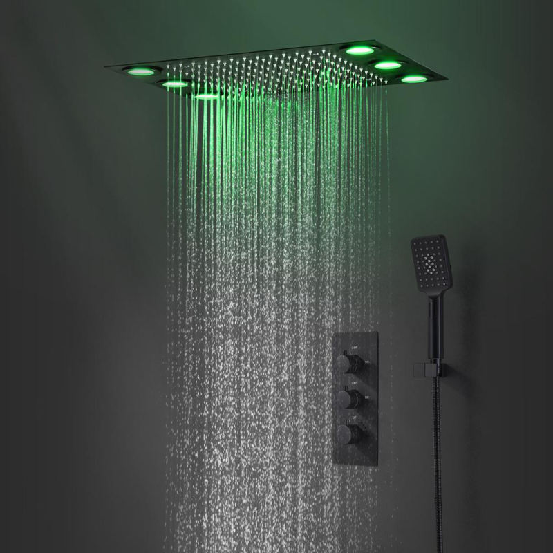 Matte black LED multifunctional shower set