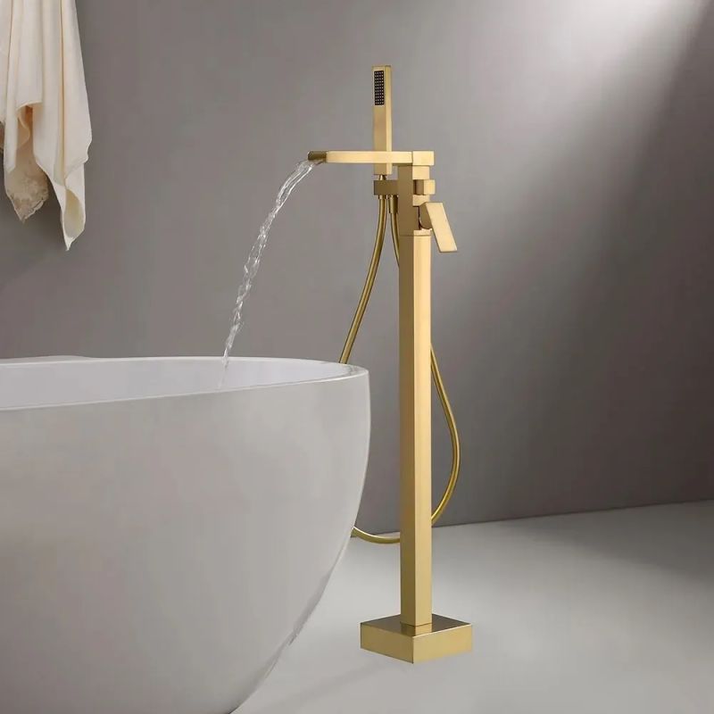 Sweethome Freestanding tub Faucet Tub Filler Waterfall Single Handle with Handheld Shower