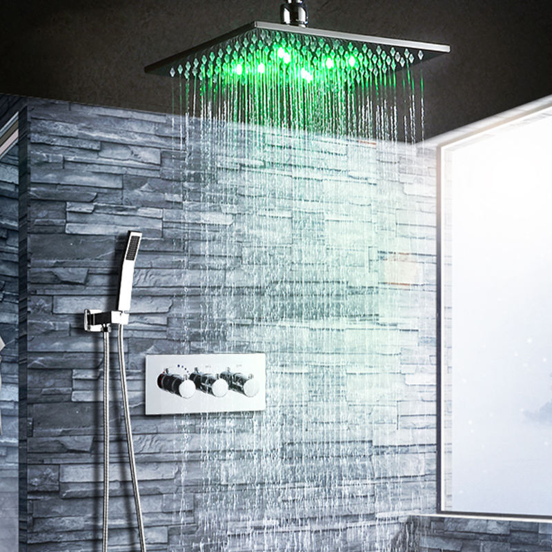 Rainfall LED Shower System 10 Inch With Thermostatic Mixer
