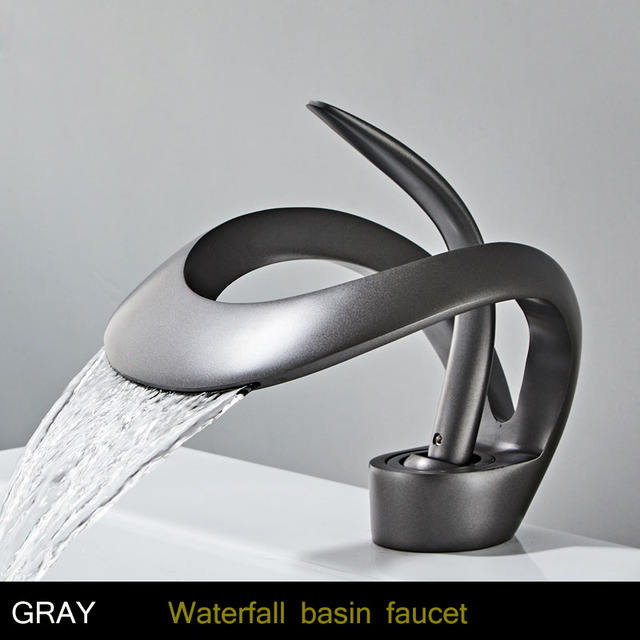 single handle waterfall faucet solid brass creative hollow design faucet