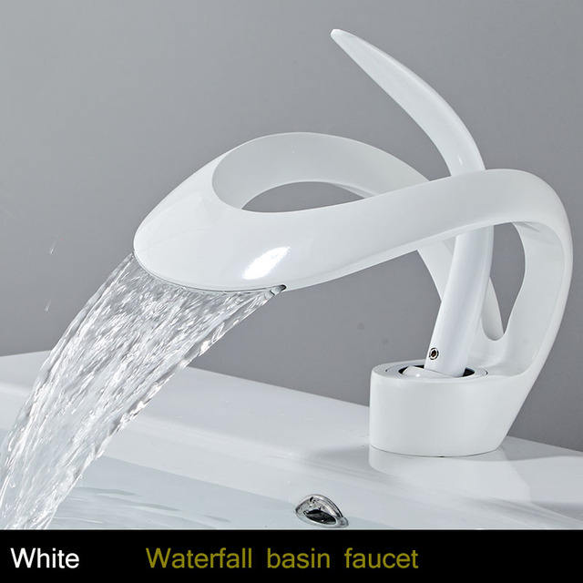 single handle waterfall faucet solid brass creative hollow design faucet