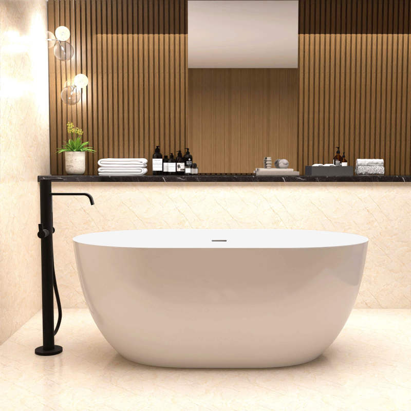 67 inch Acrylic Free Standing Tub - Classic Oval Shape Soaking Tub; Adjustable Freestanding Bathtub with Integrated Slotted Overflow and Chrome Pop-up