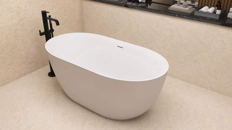 67 inch Acrylic Free Standing Tub - Classic Oval Shape Soaking Tub; Adjustable Freestanding Bathtub with Integrated Slotted Overflow and Chrome Pop-up