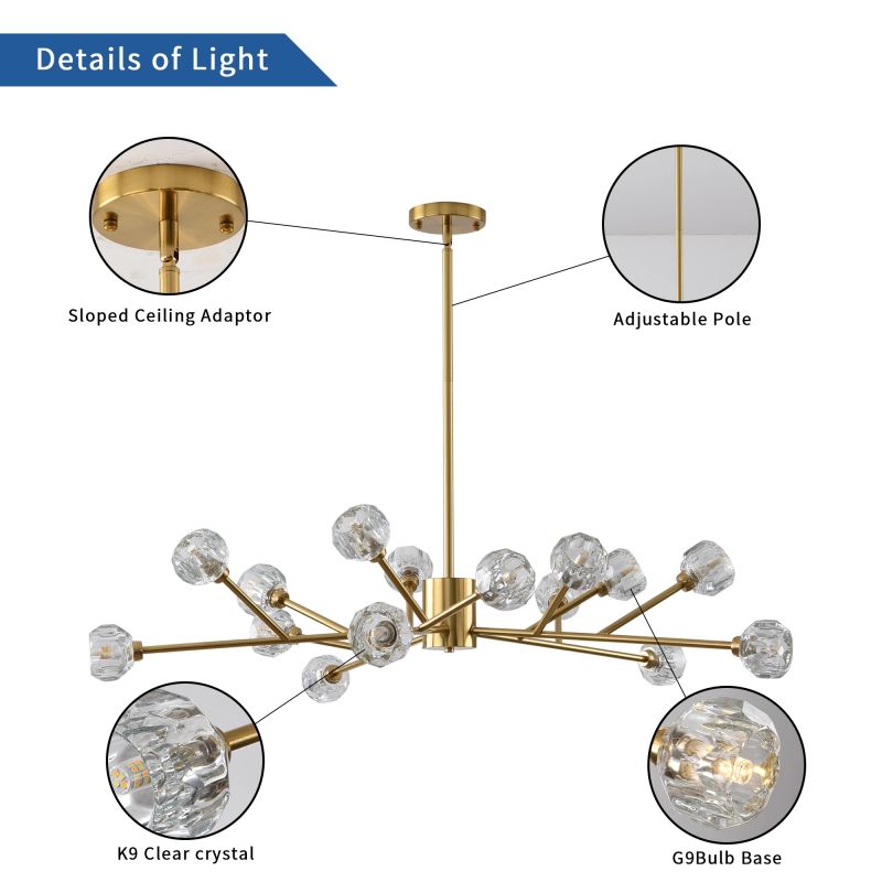 Modern chandelier golden iron -15 bulb