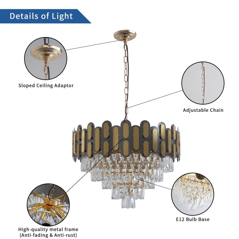 Modern pendant diamond crystal chandelier -8 bulbs