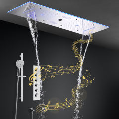 Music LED Thermostatic Massage Shower System Remote Controlled LED Chrome