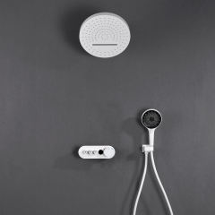 Wall-mounted Thermostatic Shower Faucet System with LED Digital Display - White