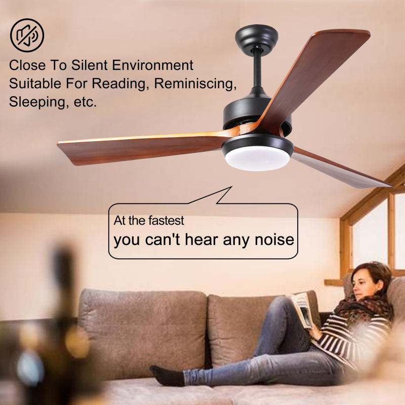 52" Ceiling Fans with Light, Wood Ceiling Fans with 3 Blade and Down Rod, Remote Control, 6 Speed DC Motor, Indoor Outdoor Ceiling Fan for Patio, Living Room, Bedroom, Office.