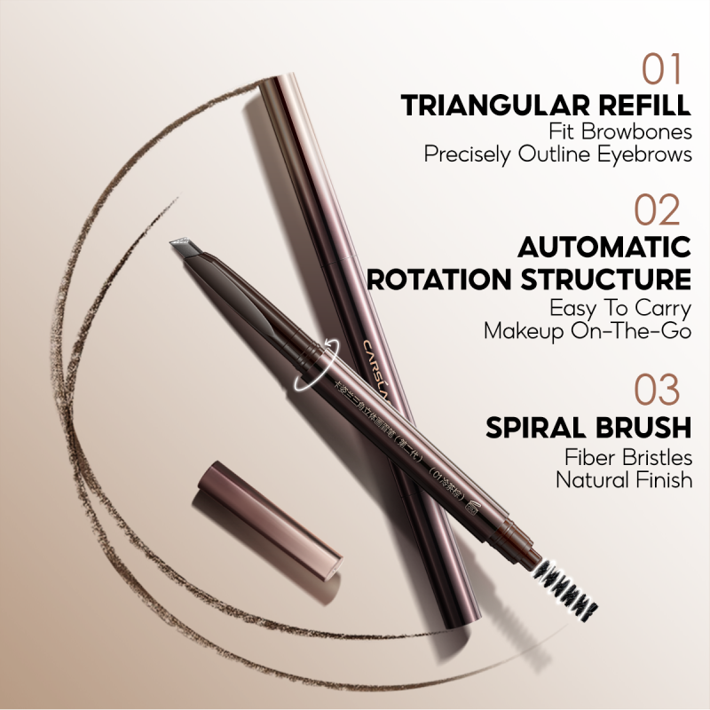 CRASLAN Makeup Brow Eyebrow Definer Pencil, Waterproof, Longlasting, Dual-Sided Brow Brush with Refill & Spoolie,Triangle Tip