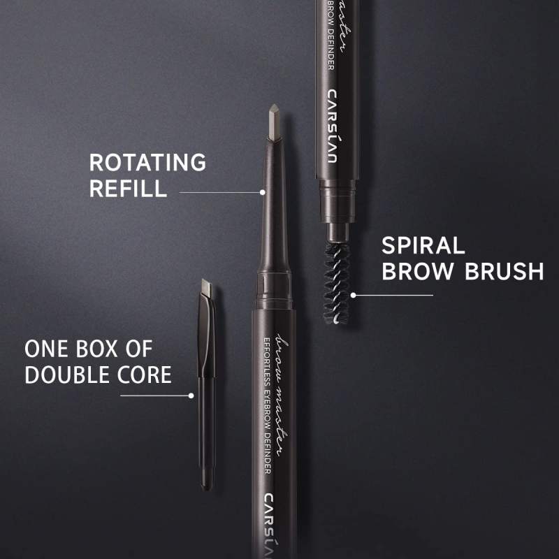 CRASLAN Makeup Brow Eyebrow Definer Pencil, Waterproof, Longlasting, Dual-Sided Brow Brush with Refill & Spoolie,Quadrangle Tip