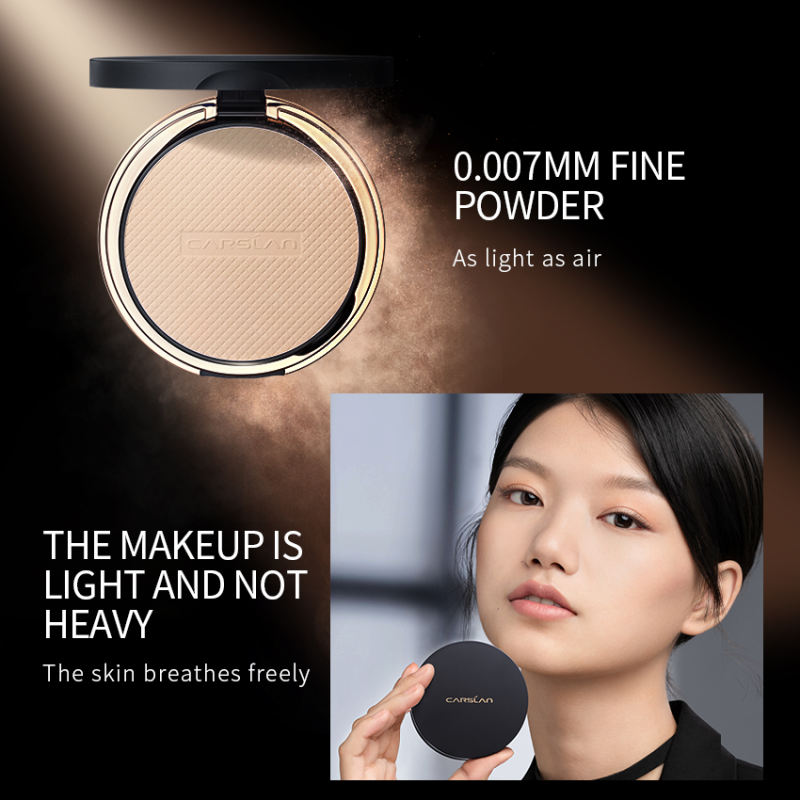 CARSLAN 24H Oil Control Translucent Pressed Powder Compact Foundation Waterproof Concealer Loose Setting Power Face Makeup