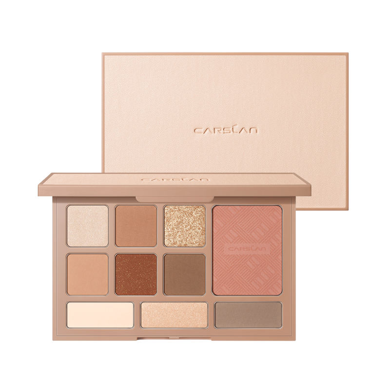 CARSLAN 10 Color Matte Shimmer Eyeshadow Palette, Highly Pigmented Nude Eye Shadow Makeup Palette with Warm Neutrals