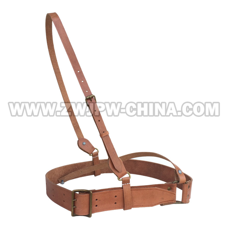 China Cavalry Oblique Cross Belt Brown Leather