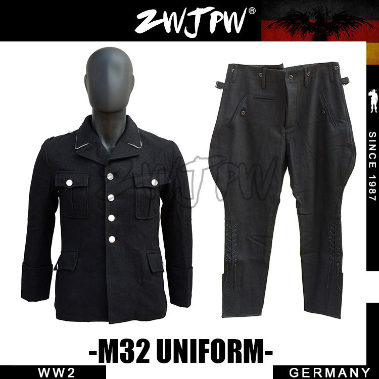 German WW2 Army M32 WH SS Black Wool Jacket &amp;Trousers Uniform