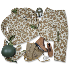 WW2 US ARMY USMC Pacific camouflage UNIFORM AND M1 HELMET WITH COVER USMC LEGGINGS AND BOOT BELT