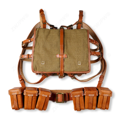 WW2 CHINESE ARMY KMT PACKAGE FIELD EQUIPMENT WITH WOODEN FRAM WITH A PAIR AMMO POUCH AND 50 BELT