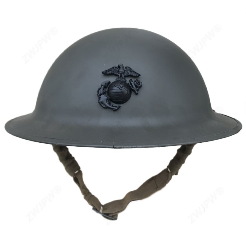 US WW2 M1917 Helmet Zc49 With WW2 USMC Badge Gray